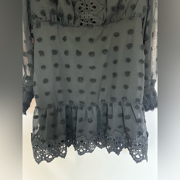 Lulu's Lust or Love Black Embroidered Lace Long Sleeve Dress Women's Size Medium - Picture 9 of 10